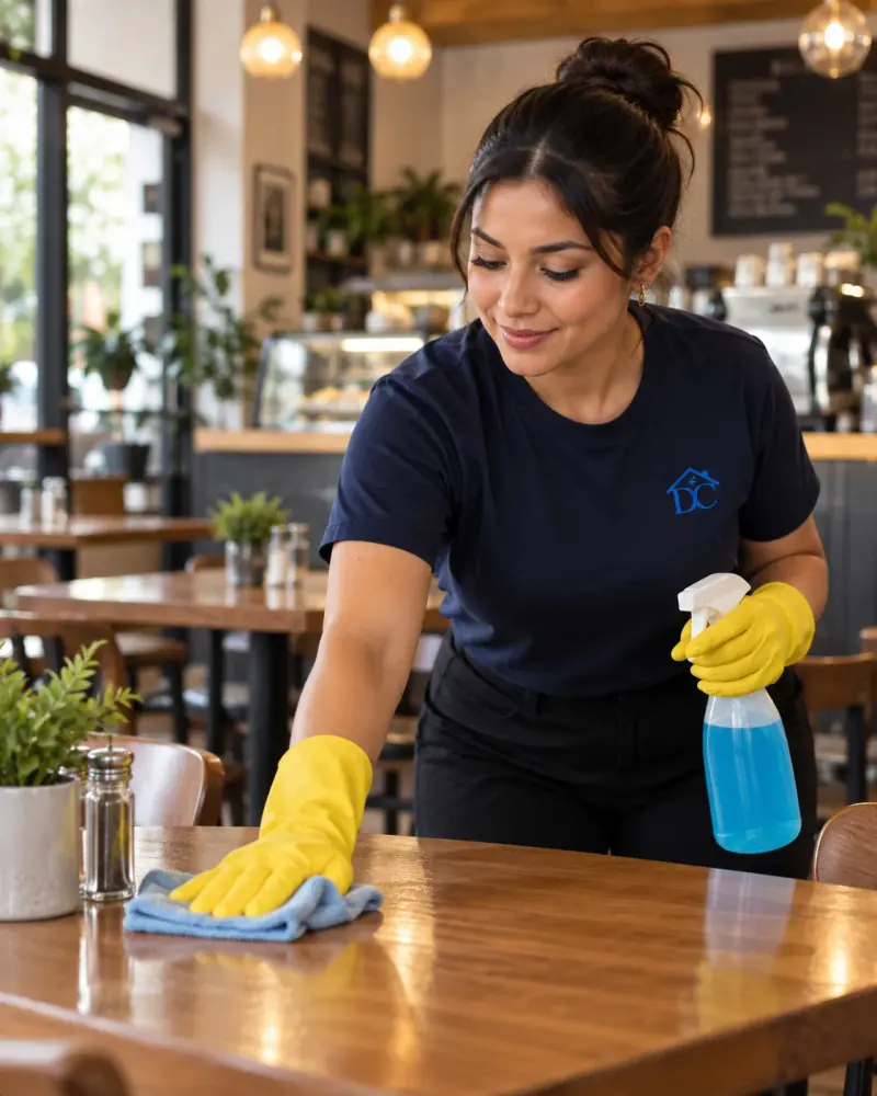 Restaurant dining room cleaned after closing